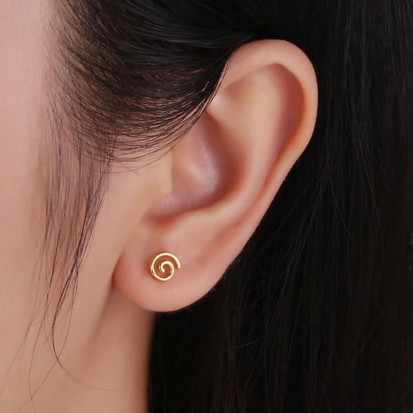 1 Pair Sterling silver tiny circle stud earring-lollipop earring-small stud earring-circle earring-tiny gold stud, minimalist dainty earring