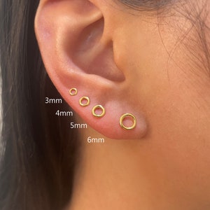 1 Pair Sterling Silver Open circle stud earrings-gold circle earring-small stud earring-tiny gold stud earring-dainty stud-mini stud earring image 1