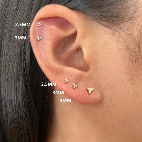 1 Pair Sterling Silver tiny flower stud earring-gold mini stud-minimalist dainty stud-tiny cz stud-flower earring-small stud earring-gifts