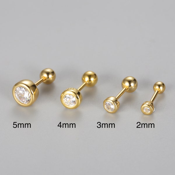Sterling silver Tiny cz stud, 20g cartilage stud earring, everyday sleeper earrings, helix stud, tiny cz stud, gold mini stud, earring set