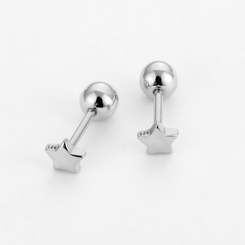 20g Sterling silver Tiny star cartilage stud earring screw back, helix piercing stud, conch earring, tragus piercing stud, minimal earrings image 7