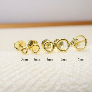 1 Pair Sterling Silver Open circle stud earrings-gold circle earring-small stud earring-tiny gold stud earring-dainty stud-mini stud earring image 2