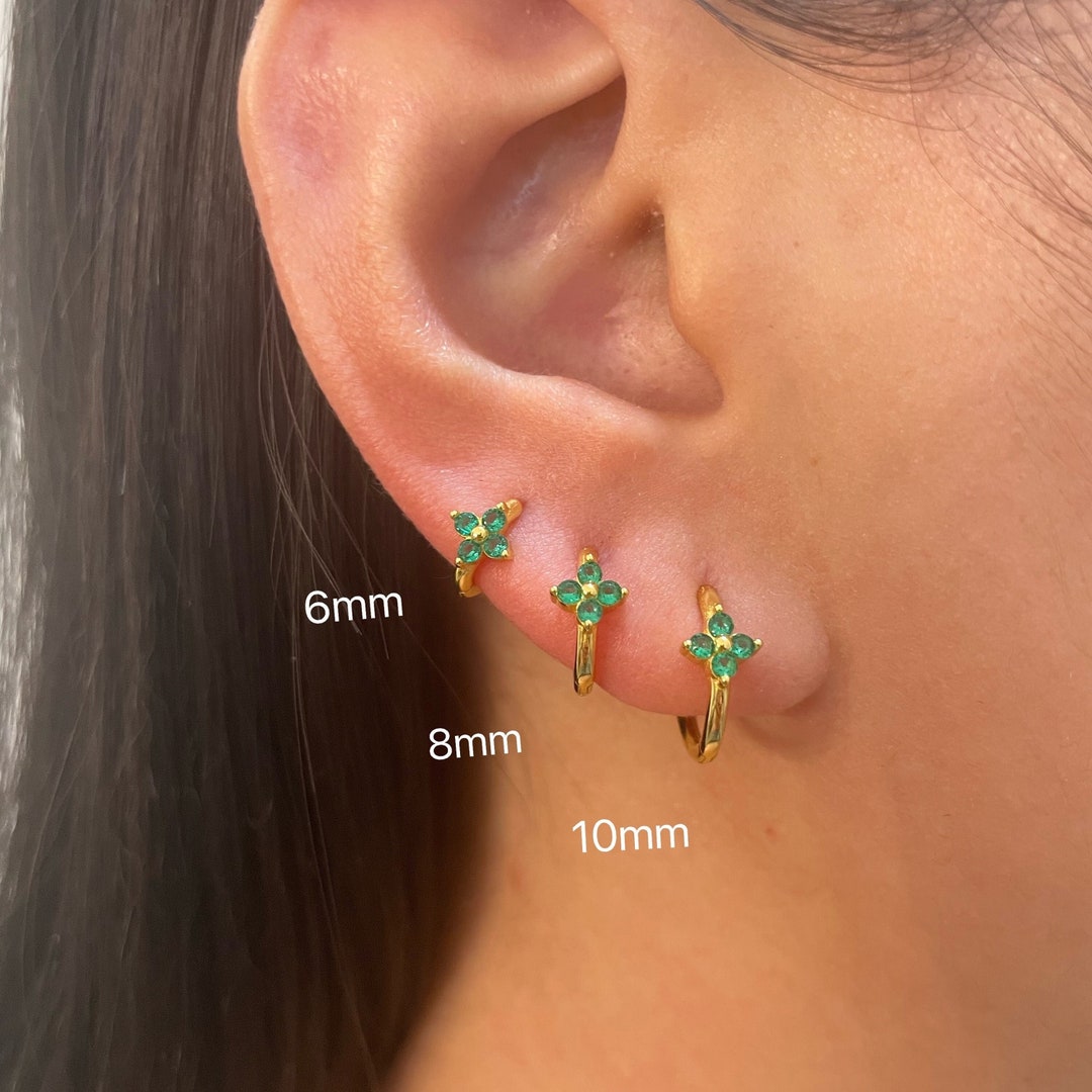 Sterling Silver Small Flower Hoop Earring, Small Hoop Earring, Huggie