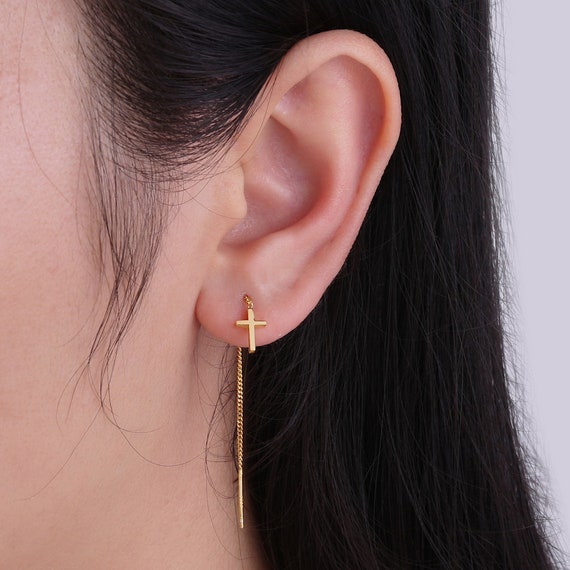 Tiny sale cross earrings