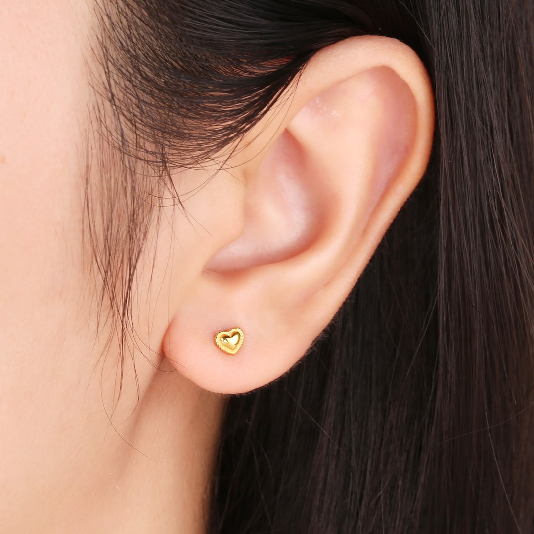 1 Pair Sterling Silver Tiny Heart Stud Earring, Heart Earring, Mini