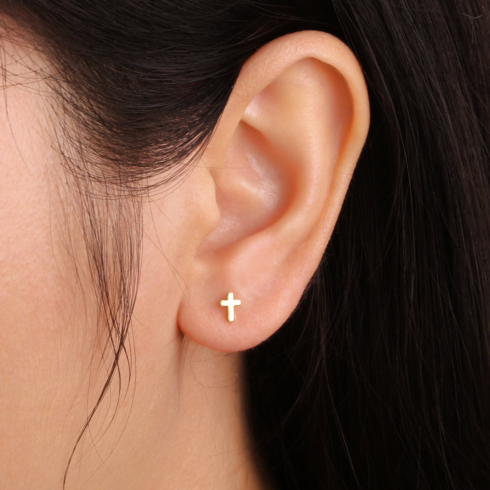 Cross Stud Earrings | Live in Stud Collection - Easy to Style & Wear Silver