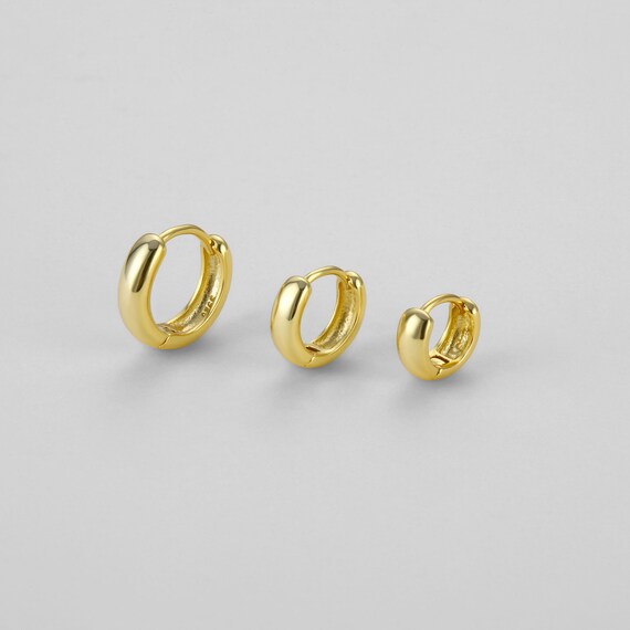 Small Thick hoop earrings sterling 