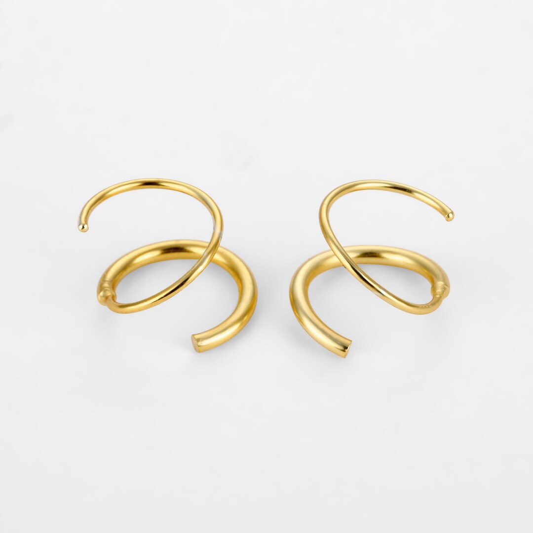 1 Pair Faux Double Hoop Twist Earring,sterling Silver Spirals Earrings