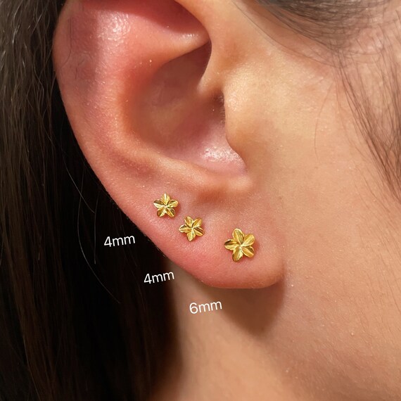 1 Pair Sterling Silver Small Flower Stud Earring Gift for Her
