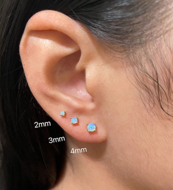 1 Pair Tiny Opal Stud Earring Sterling Silver, Gold Opal Earring, White  Opal, Blue Opal Stud Earring, Minimalist Dainty Stud , Earrings Set - Etsy
