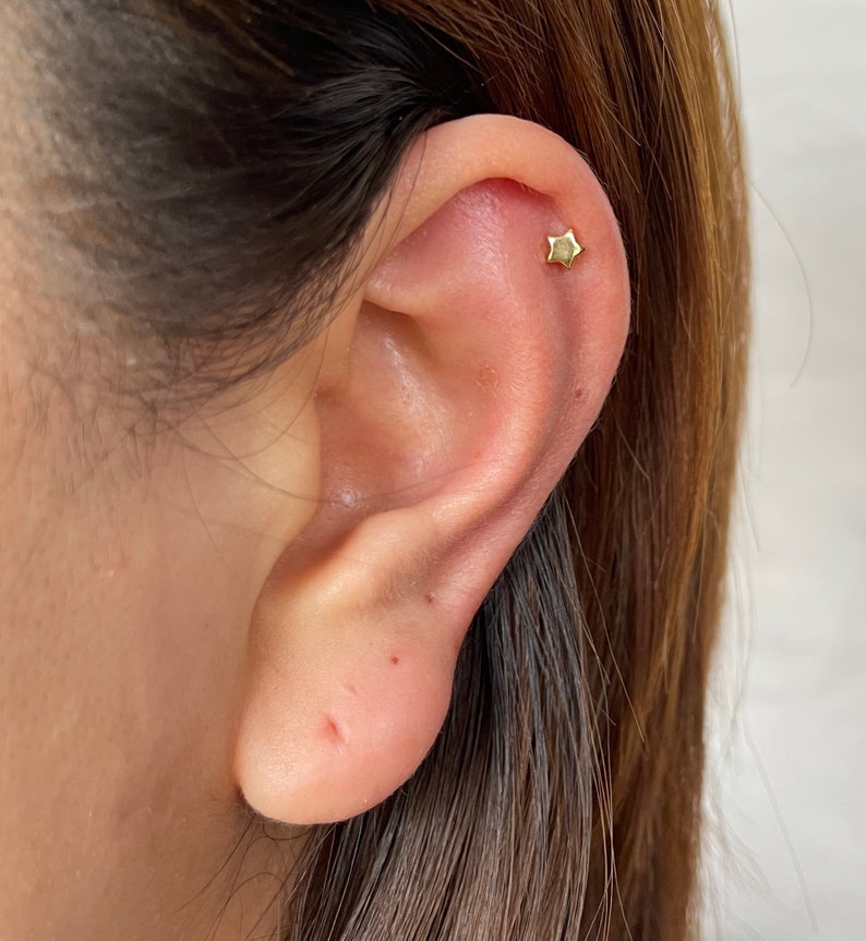 20g Sterling silver Tiny star cartilage stud earring screw back, helix piercing stud, conch earring, tragus piercing stud, minimal earrings image 2