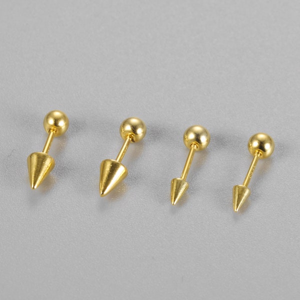 Sterling sliver Tiny spike stud earring, gold spike earring, small stud earring, mini gold stud, 20g cartilage earrings, minimal dainty stud