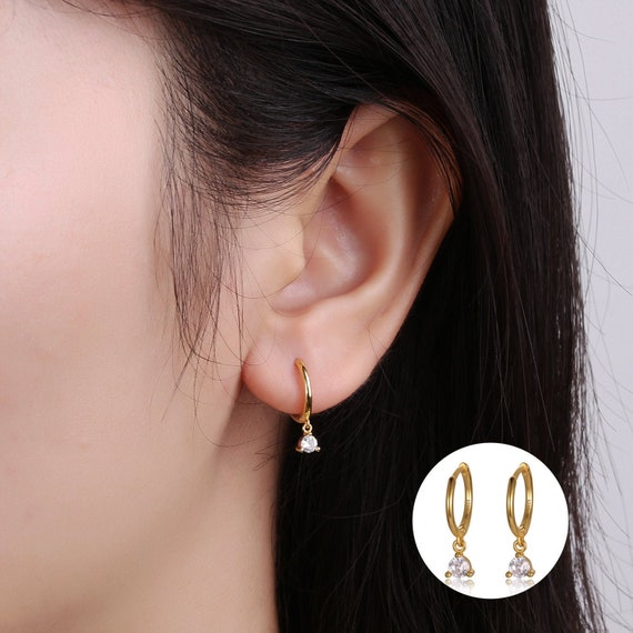 Small hoop earrings with dangle charm deals