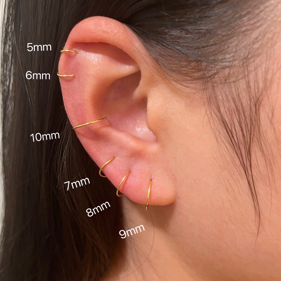 Sterling Sliver Small Endless Hoop Earring, Mini Huggie Hoop, Tiny Gold Hoops, Cartilage
