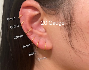 20g Sterling sliver small endless hoop earring, mini huggie hoop, tiny gold hoops, cartilage earrings, nose ring, minimalist dainty hoops