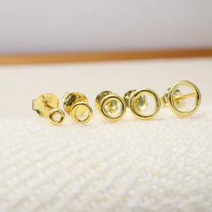 1 Pair Sterling Silver Open circle stud earrings-gold circle earring-small stud earring-tiny gold stud earring-dainty stud-mini stud earring image 5