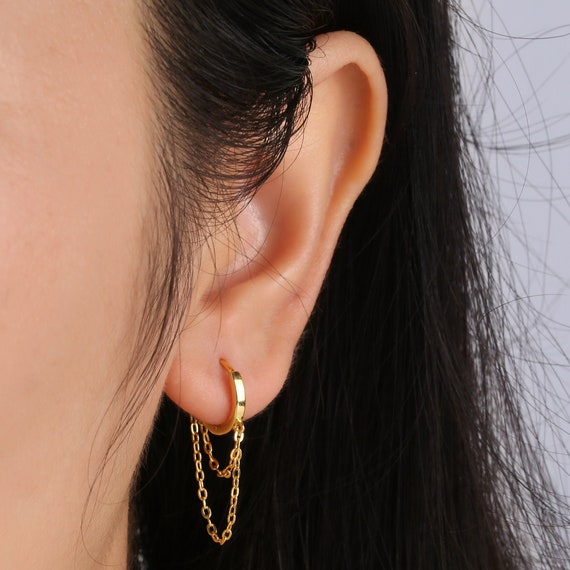Huggie shop chain earring