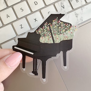 Piano & Wildflowers: Sticker—Clear