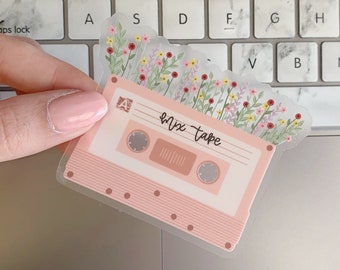 Cassette & Wildflowers: Sticker—Clear