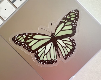 Green Butterfly: Sticker—Clear