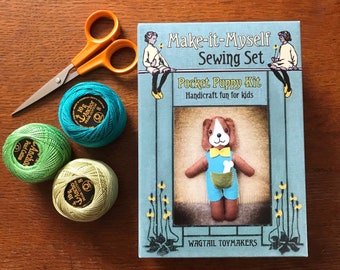 Make-it-myself sewing kit, Pocket Puppy Suitable for age 7 up. Craft activity set for children.