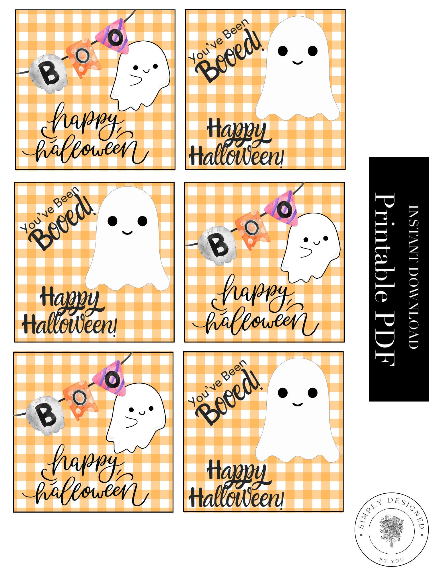 Adorable Ghost Boo Bag Tags Printable You #39 ve Been Booed Halloween