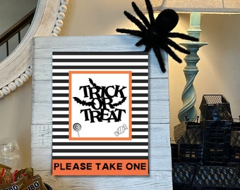 Trick or Treat Printable Sign- Halloween Printable Sign - Trick or ...