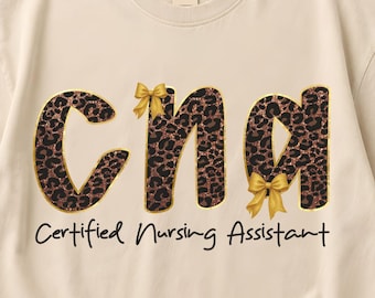 CNA Leopard Glitter Bow Sublimation Design (Digital Download)