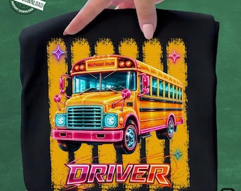 School Bus Driver PNG, Retro Neon Vehicle Sublimation Design, Funny Bus Vibrant (Digital Download)
