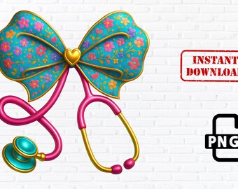 Floral Stethoscope PNG: Nurse Appreciation Clipart (Digital Download)