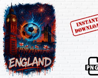England Football Art: British Soccer Fan Clipart (Instant Download PNG)