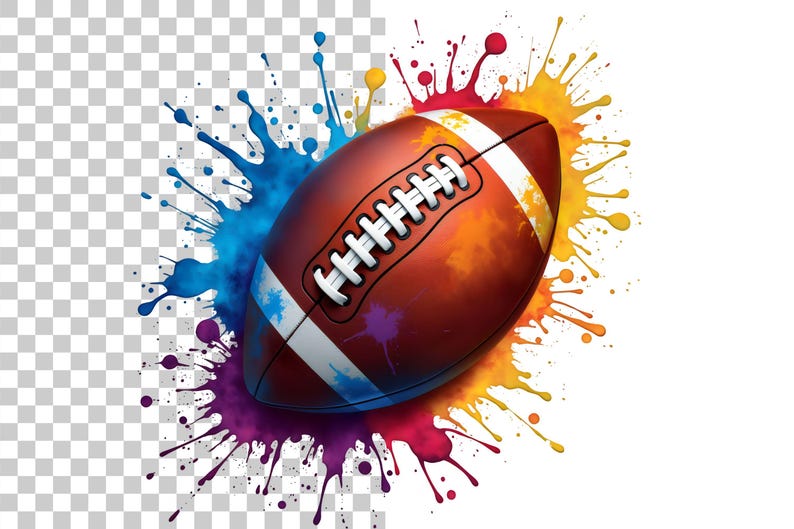 Red Splatter Football Watercolor Football PNG Bundle: Colorful Splatter Clipart (digital ...