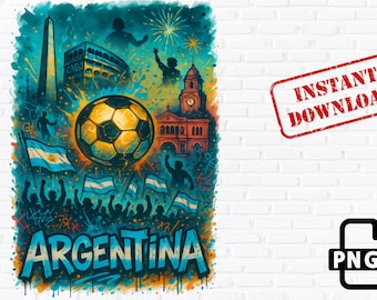 Argentina Soccer PNG Clipart: Buenos Aires Stadium Art (Digital Download)