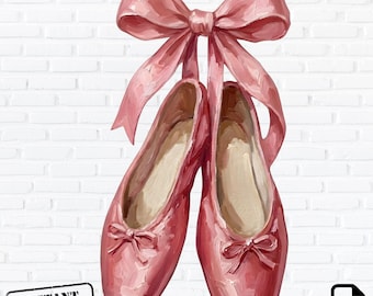 Pink Ballet Shoes PNG Clipart: Ballerina Bow Design (Digital Download)