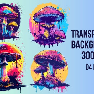 Psychedelic Mushroom Art: Trippy PNG Design (Digital Download)