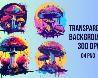 Psychedelic Mushroom Art: Trippy PNG Design (Digital Download)