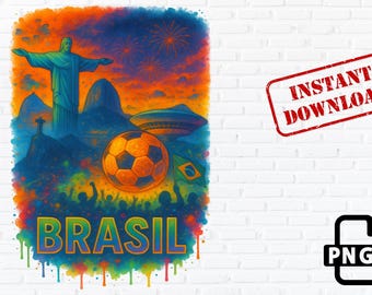 Brazil Football PNG: Rio Stadium Art, Soccer Clipart (Digital Download)