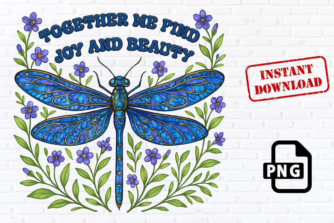 Floral Dragonfly PNG Clipart: Inspirational Sublimation Design (digital ...