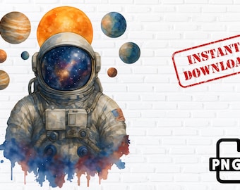 Galaxy astronaute PNG : clipart sublimation spatiale (téléchargement numérique)
