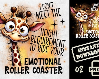 Funny Giraffe Emotional Roller Coaster PNG: Sarcastic Humor (Digital Download)