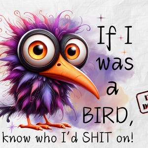 Si yo fuera un pájaro PNG / Diseño de sublimación divertido / Clipart de cita sarcástica / Arte digital de humor grosero, Sublimación de pájaro divertido, Humor grosero PNG