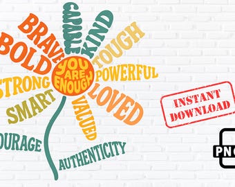 Sie sind genug Blumen PNG: Motivation Affirmation Clipart (digitaler Download)