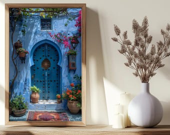 Moroccan Blue Door Art Print: Bohemian Home Decor (Digital Download)