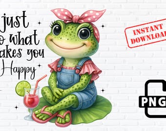 Sapo com coquetel PNG, Clipart Cottagecore (Download Digital)