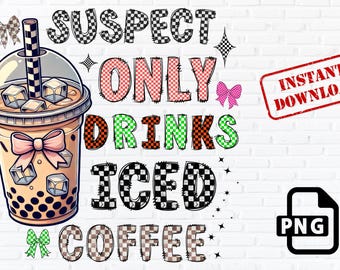 Iced Coffee PNG: Funny Retro Coffee Lover Clipart (Digital Download)