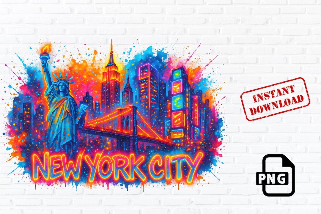 NYC Skyline Graffiti PNG: New York City Digital Art (instant Download ...