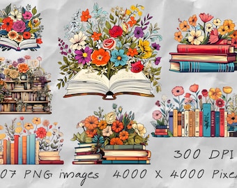 Floral Book PNG,Elegant Reading and Floral Graphics,Reading Nook Clipart,Bookish Flowers PNG,Literature and Blooms,Garden Reading png