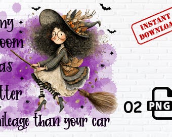 Halloween Hexe PNG: Besen Clipart (digitaler Download)