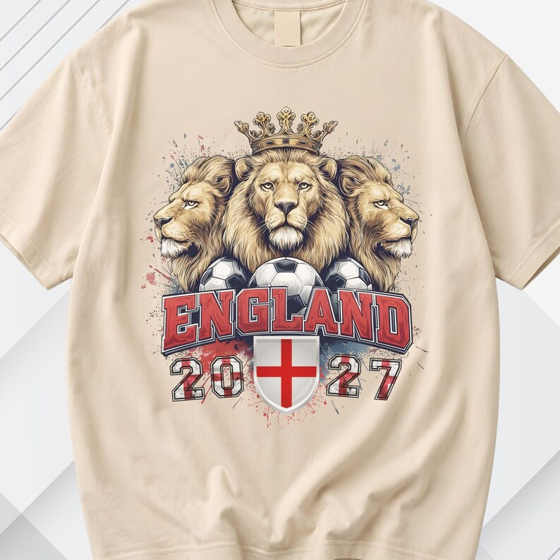 Imagen PNG de la selección inglesa de fútbol, diseño retro grunge con la corona de los Tres Leones (descarga instantánea) imagen 12