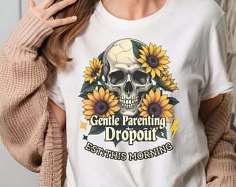 Funny Mom PNG: Retro Skull Sunflower Design (Digital Download)
